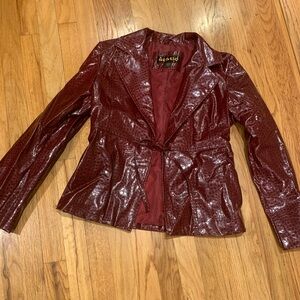 STATIC Shiny Maroon Faux Snakeskin Blazer